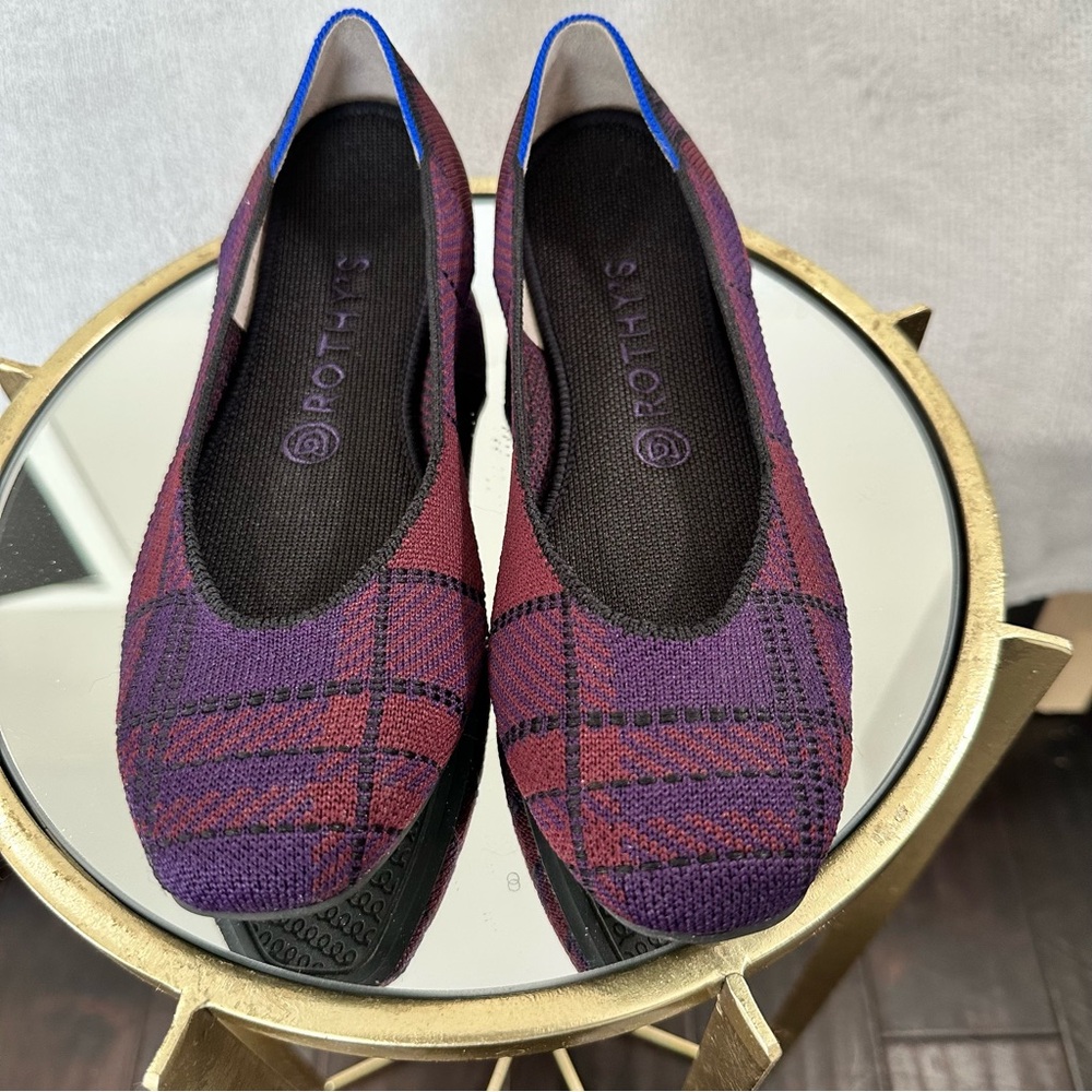 Rothy's Purple and Red‎ Plaid Flats